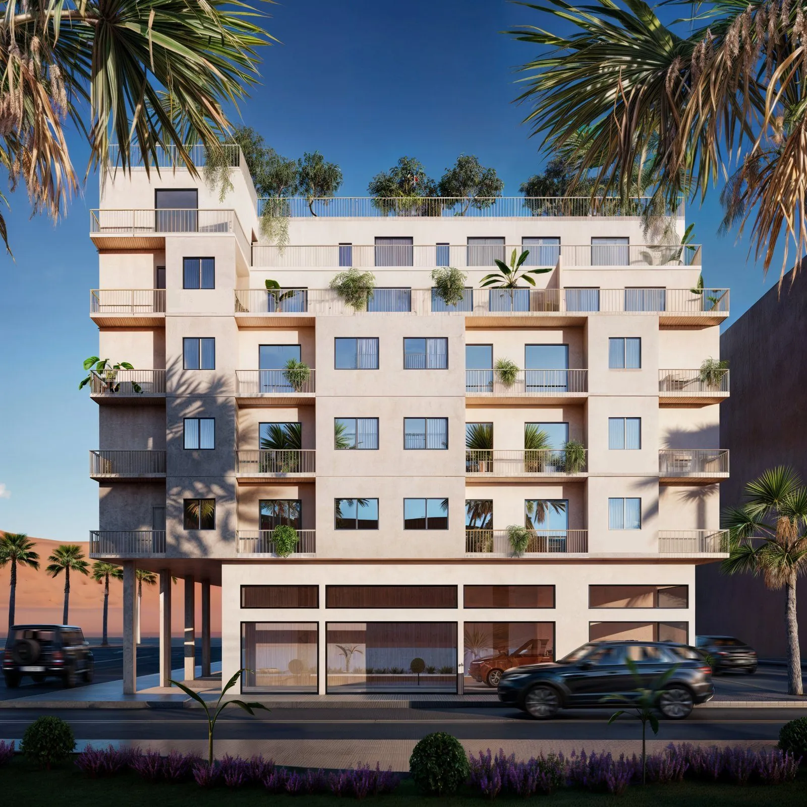 Résidence Nouraya, immeuble R+5 avec toit végétalisé